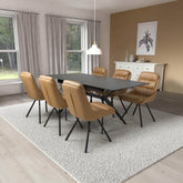 Pinnacle Extendable Black Dining Table with 6 Burnham Swivel Chairs - Pendle Village Furniture